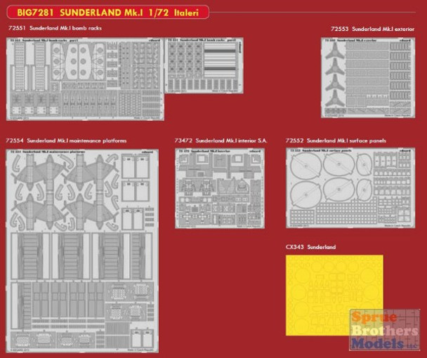 EDUBIG7281 1:72 Eduard BIG ED Sunderland Mk I PE Super Set (ITA kit)