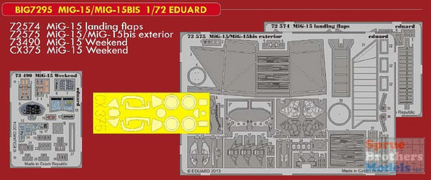 EDUBIG7295 1:72 Eduard BIG ED MiG-15 / MiG-15bis Fagot PE Super Set (EDU kit)