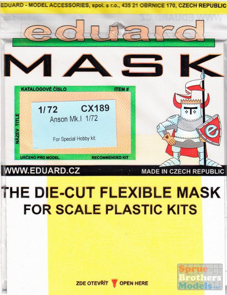 EDUCX189 1:72 Eduard Mask - Anson Mk I (SPH kit) #CX189