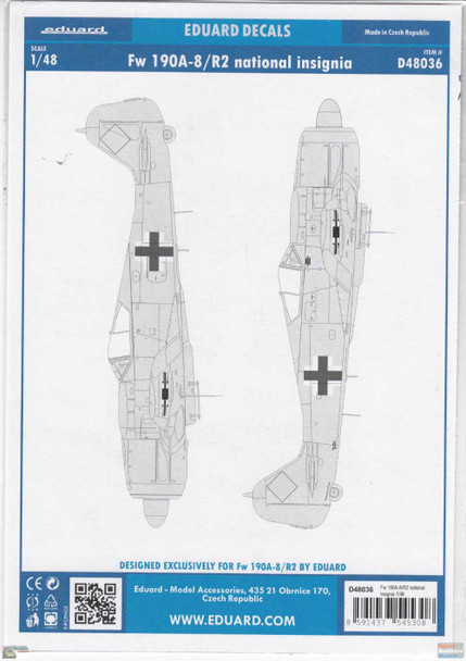 EDUD48036 1:48 Eduard Decals - Fw 190A-8/R2 National Insignia