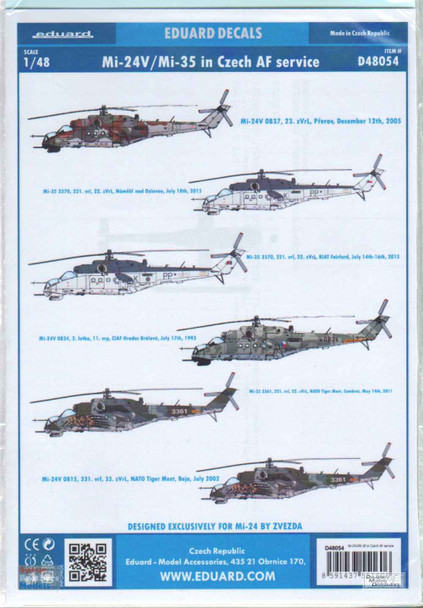 EDUD48054 1:48 Eduard Decals - Mi-24V Mi-35 Hind in Czech AF Service