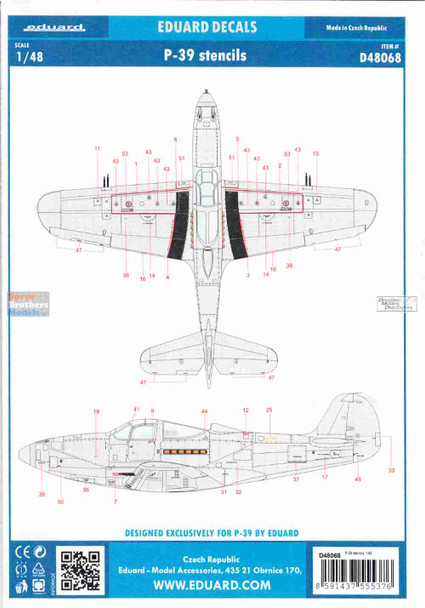 EDUD48068 1:48 Eduard Decals - P-39 Airacobra Stencils