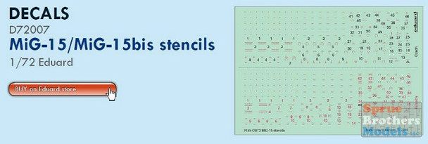 EDUD72007 1:72 Eduard Decals - MiG-15 Fagot Stencils