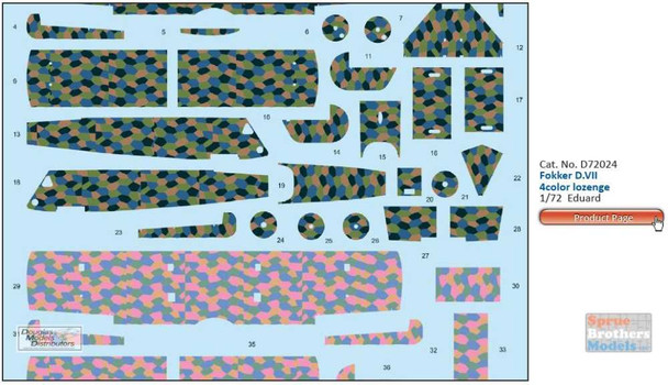 EDUD72024 1:72 Eduard Decals - Fokker D.VII 4 Color Lozenge