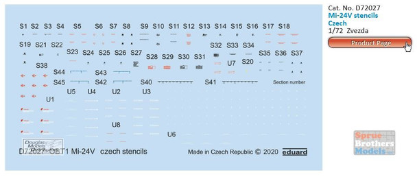 EDUD72027 1:72 Eduard Decals - Mi-24V Hind Czech Stencils