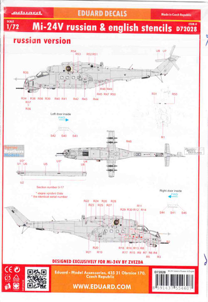 EDUD72028 1:72 Eduard Decals - Mi-24V Hind Russian & English Stencils