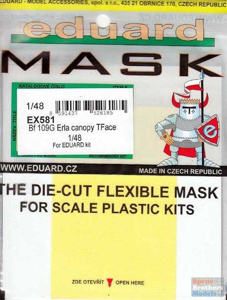 EDUEX581 1:48 Eduard Mask - Bf 109G Erla Canopy TFace (EDU kit)