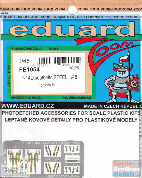 EDUFE1054 1:48 Eduard Color Zoom PE - F-14D Tomcat Seatbelts [STEEL] (AMK kit)