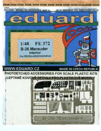 Eduard パーツセット EDUFE372 1:48 Eduard Zoom Color PE - B-26 Marauder Interior (REV