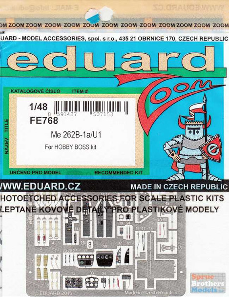 EDUFE768 1:48 Eduard Color Zoom PE - Me 262B-1a/U1 (HBS kit)