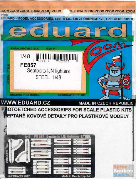 EDUFE857 1:48 Eduard Color Zoom PE - Seatbelts IJN Fighters STEEL