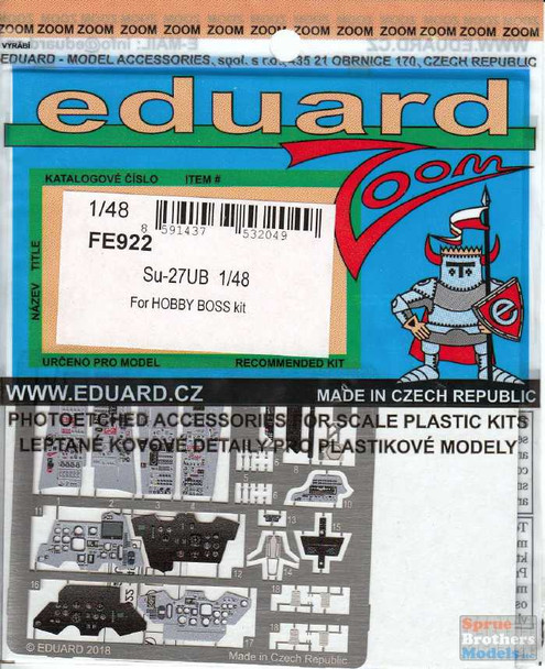 EDUFE922 1:48 Eduard Color Zoom PE - Su-27UB Flanker (HBS kit)