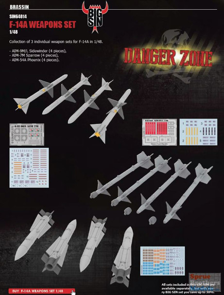 EDUSIN64814 1:48 Eduard BIG SIN F-14A Tomcat Weapons Set