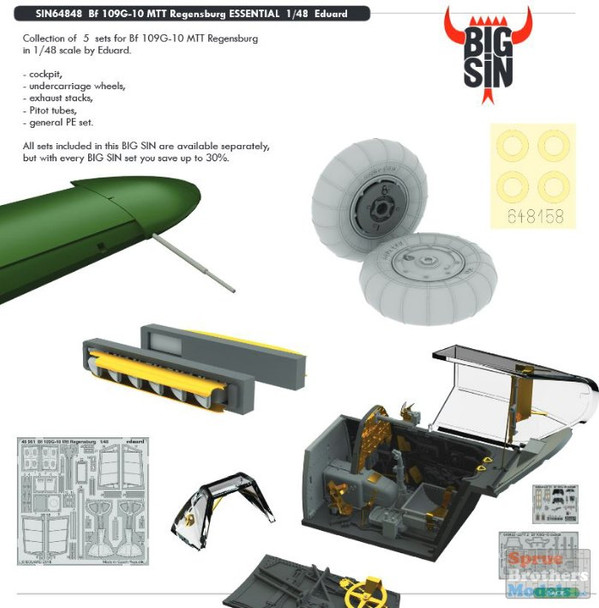 EDUSIN64848 1:48 Eduard BIG SIN Bf 109G-10 MTT Regensburg Essential Super Detail Set (EDU kit)