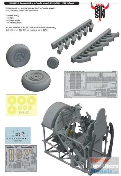 EDUSIN64855 1:48 Eduard BIG SIN Tempest Mk.V with Early Wheels Essential Super Detail Set (EDU kit)