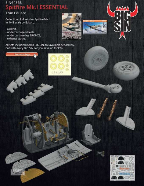 EDUSIN64868 1:48 Eduard BIG SIN Spitfire Mk.I Essential Detail Set (EDU kit)