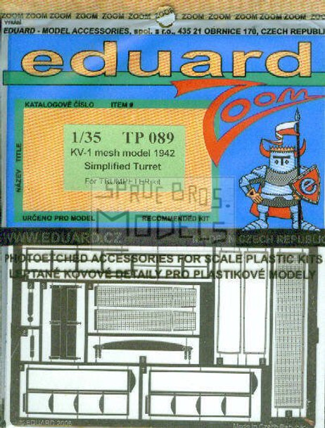 EDUTP089 1:35 Eduard Zoom PE - KV-1 Mod 1942 Simplified Turret Mesh (Trumpeter kit) #TP089