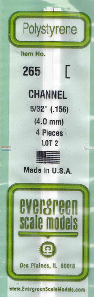 EVG0265 Evergreen Styrene Plastic .156 Channel 4 pieces #265