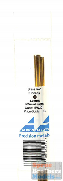 ALBBW30 Albion Alloys Brass Rod - 3.0mm (3pcs)