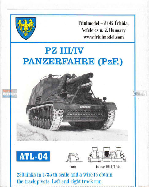 FRUATL004 1:35 Friulmodel Track Link Set - Pz.III / IV Panzerfahre (PzF) 1941/1944 (230 Links)