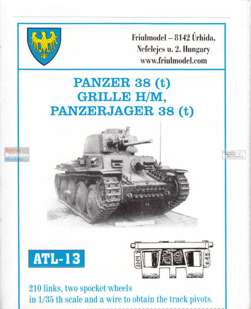 FRUATL013 1:35 Friulmodel Track Link Set - Panzer 38(t)  Grille H/M Panzerjager 38(t) (210 Links)