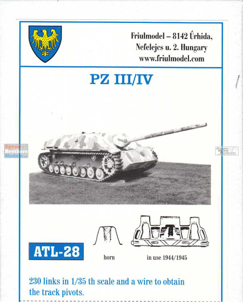FRUATL028 1:35 Friulmodel Track Link Set - Panzer III / IV 1944-45 (230 Links)
