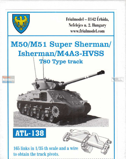 FRUATL138 1:35 Friulmodel Track Link Set - M50/M51 Super Sherman / Isherman / M4A3-HVSS T80 Type Track