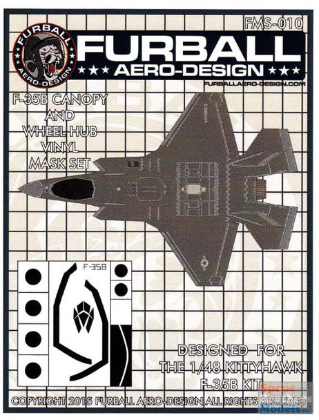 FURFMS010 1:48 Furball Aero Design Canopy & Wheel Hub Vinyl Mask Set for F-35B Lightning II (KTH kit)