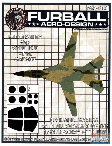 FURFMS013 1:48 Furball Aero Design Canopy & Wheel Hub Vinyl Mask Set for F-111 Aardvark (ACA kit)