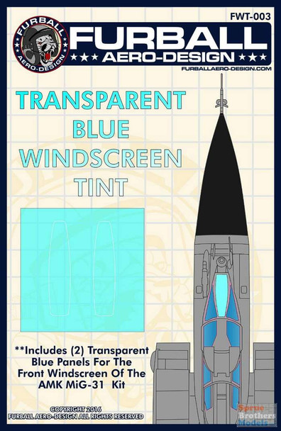 FURFWT003 1:48 Furball Aero Design Transparent Blue Windscreen Tint for MiG-31 Foxhound (AMK kit)