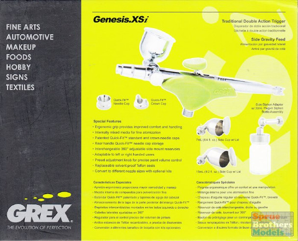 GRXXSI3 Grex Genesis.XSi3 Ergonomic Dual Action Airbrush, Side Feed Airbrush 0.3mm Nozzle