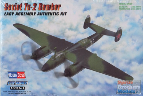 HBS80298 1:72 Hobby Boss Soviet Tu-2 Bomber Easy Assembly