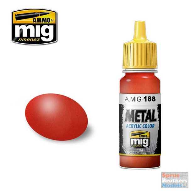 AMM0188 AMMO by Mig Metal Acrylic Color - Metallic Red (17ml bottle)