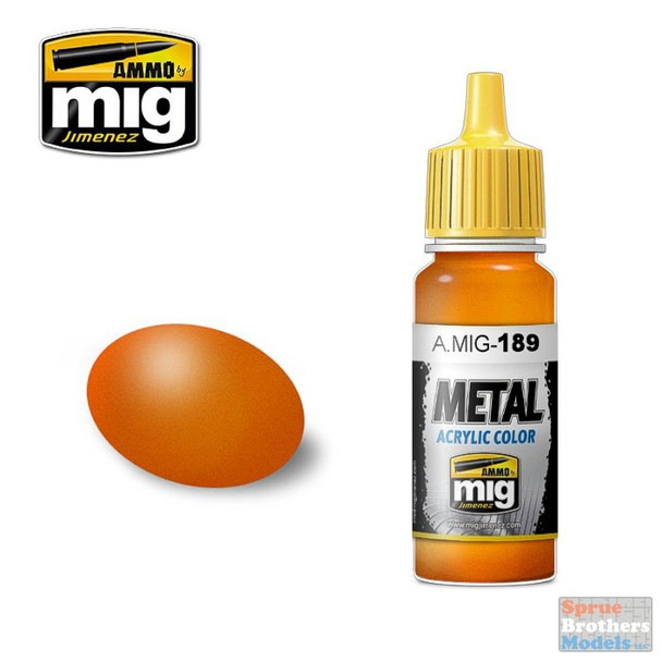 AMM0189 AMMO by Mig Metal Acrylic Color - Metallic Orange (17ml bottle)