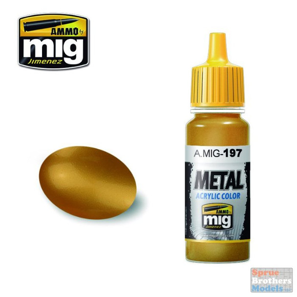 AMM0197 AMMO by Mig Metal Acrylic Color - Brass (17ml bottle)