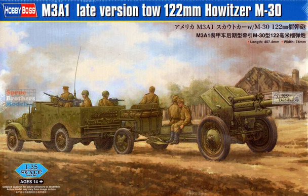 HBS84537 1:35 Hobby Boss M3A1 late with M-30 122mm Towed Howitzer