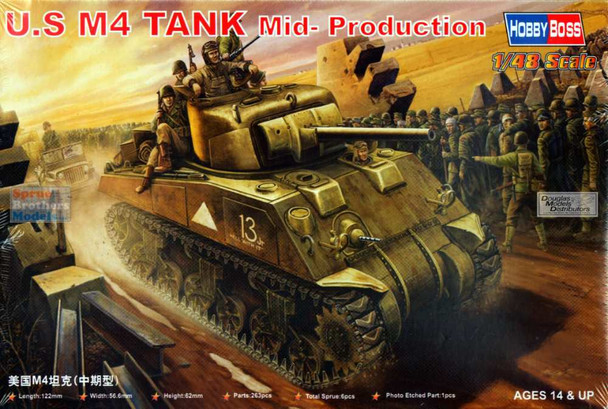 HBS84802 1:48 Hobby Boss US M4 Sherman Tank Mid-Production