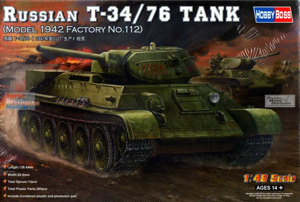 HBS84806 1:48 Hobby Boss T-34/76 Russian Tank Model 1942 Factory No. 112