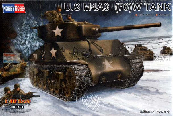 HBS84805 1:48 Hobby Boss US M4A3(76)W Sherman Tank