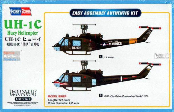 HBS85803 1:48 Hobby Boss UH-1C Huey Helicopter