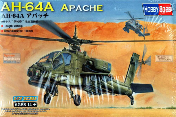 HBS87218 1:72 Hobby Boss AH-64A Apache Helicopter