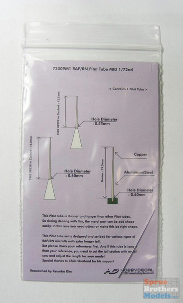 HODMT72009V1 1:72 HobbyDecal - RAF/RN Mid Pitot Tube #MT72009V1