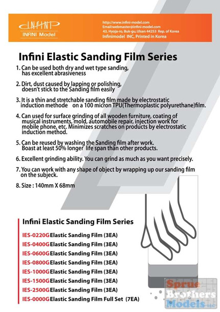 INFIES0400G Infini Model Elastic Sanding Film - 400 Grit (3 pcs)