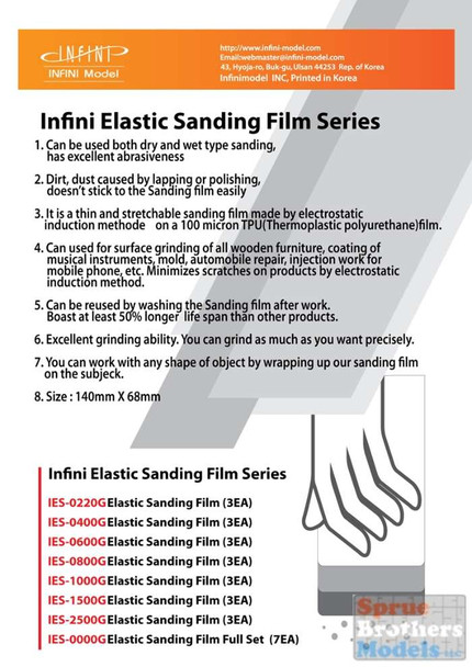 INFIES0220G Infini Model Elastic Sanding Film - 220 Grit (3 pcs)