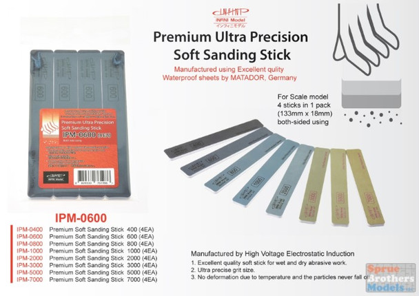 INFIPM0600 Infini Model Premium Ultra Precision Soft Sanding Stick - 600 Grit