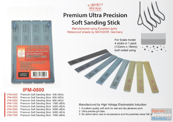 INFIPM0800 Infini Model Premium Ultra Precision Soft Sanding Stick - 800 Grit