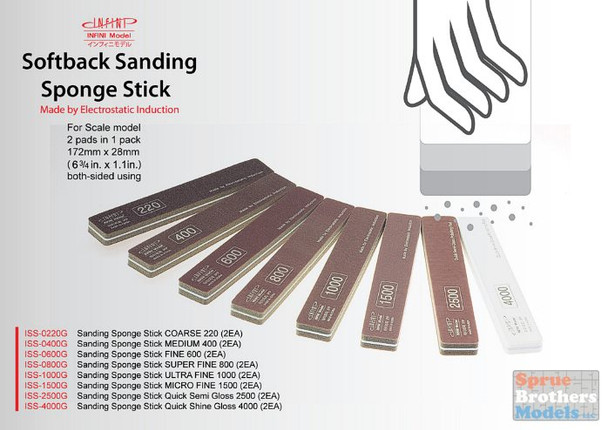 INFISS0600G Infini Model Softback Sanding Stick - Fine / 600 Grit