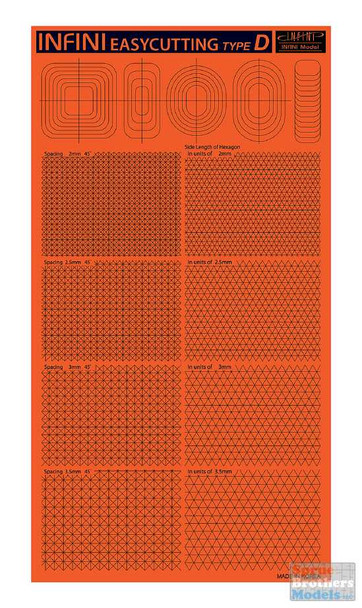 INFIT3004V1 Infini Model Easycutting Mat Type D (45 & 60 Degree Slants + Hexagons)