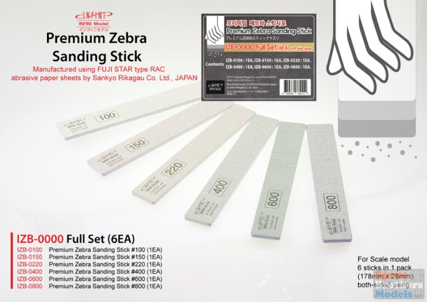 INFIZB0000 Infini Model Premium Zebra Sanding Stick Full Set (6 pcs)