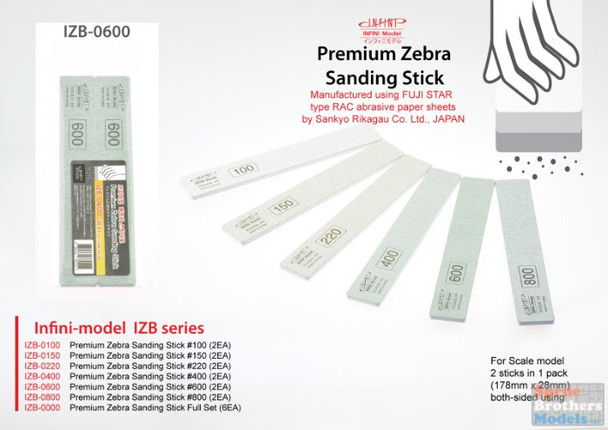 INFIZB0600 Infini Model Premium Zebra Sanding Stick - 600 Grit (2 pcs)